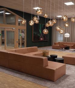 Scandinavian XPO:s lounge som skapar möjlighet till spontana möten.